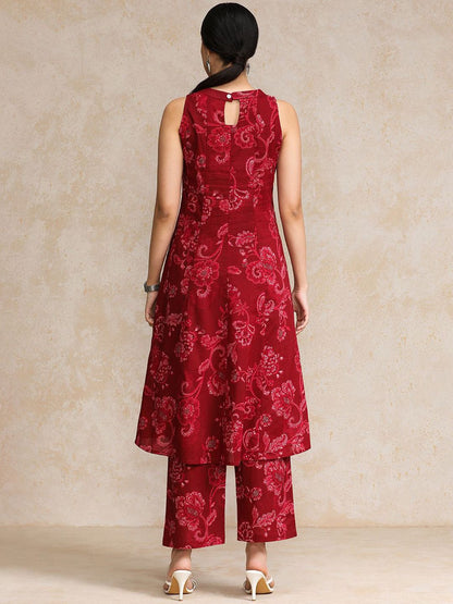 Dhiyona VA Women's Ethnic Motifs Printed Regular Pure Cotton Kurta with Trousers