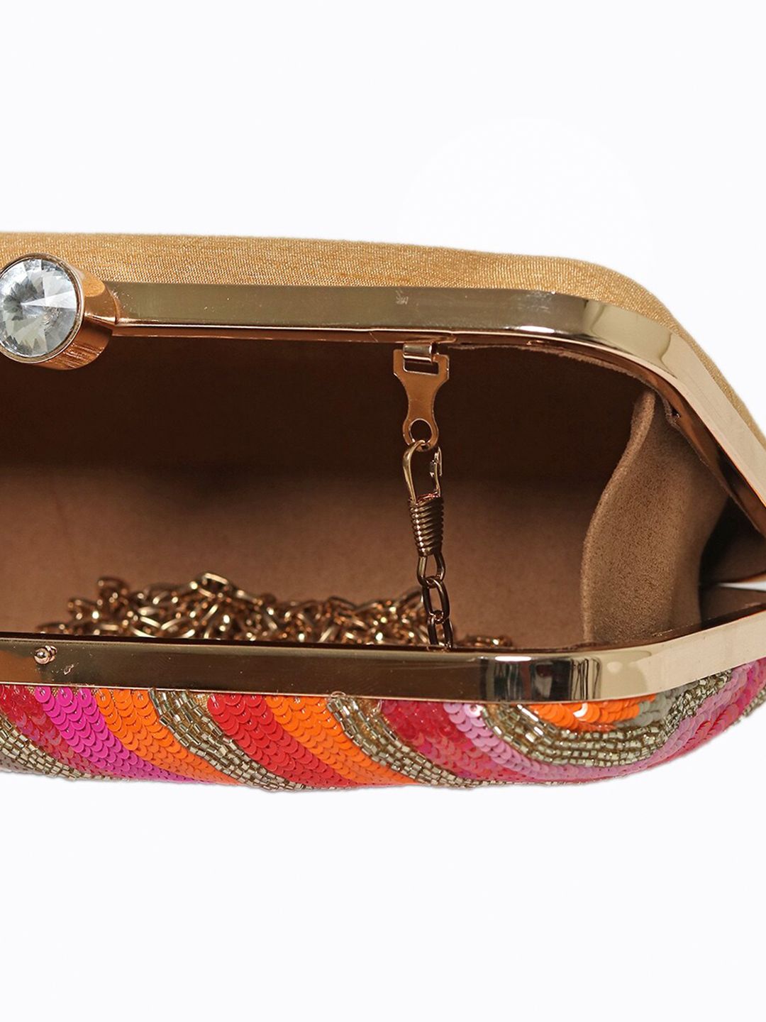 Dhiyona NR Women Gunmetal-Toned & Pink Embroidered Embellished Box Clutch