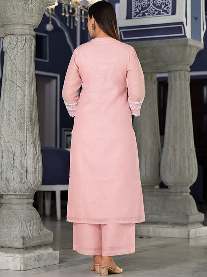 Dhiyona VA Women'sEthnic Motifs Yoke Design Regular Thread Work Kurta with Trousers & Dupatta