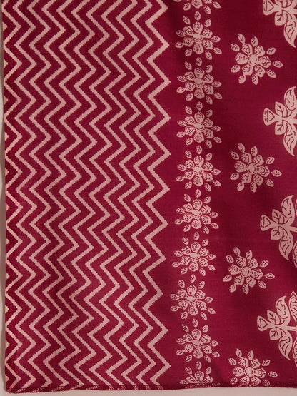 Dhiyona IE Ethnic Motifs Printed Pure Cotton Straight Kurta with Trousers & Dupatta