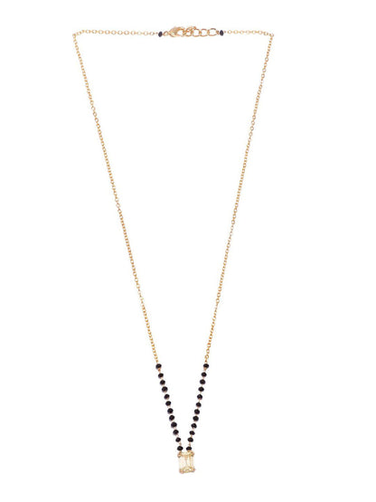 Dhiyona RJ Women's 18K Gold Plated Elegant AD Studded & Black Beads Mangalsutra for Women