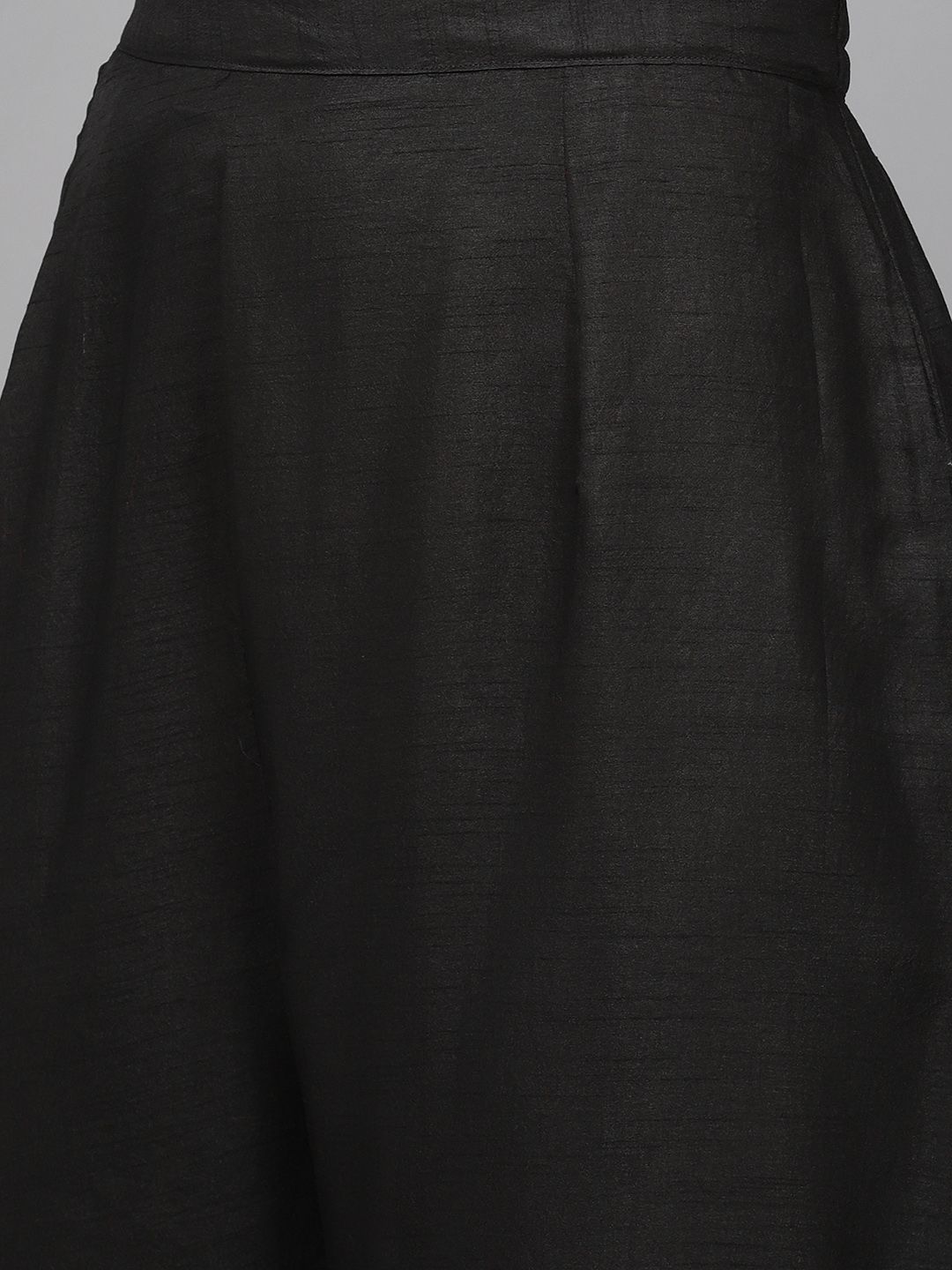 Women Black Yoke Design Regular Liva Kurta with Trousers & Dupatta