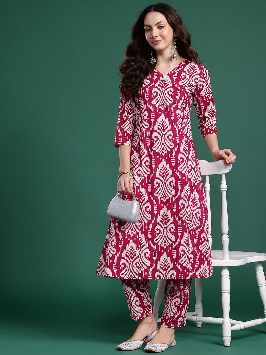 Women Ethnic Motifs Printed Pure Cotton Kurta with Trousers