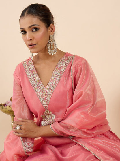 Women Ethnic Motifs Embroidered Regular Kurta with Trousers & With Dupatta