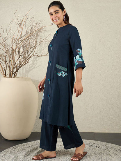 Dhiyona IE Printed Pure Cotton Straight Tunic With Trousers Co-Ords