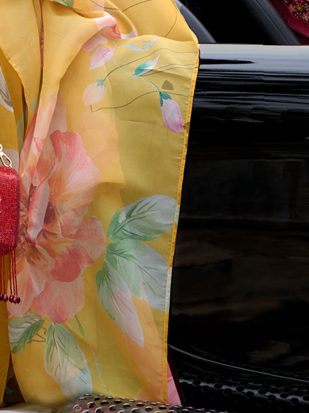 Floral Embroidered Thread Work Kurta With Trousers & Dupatta