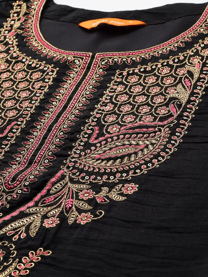 Ethnic Motifs Embroidered Pure Cotton Kurta with Trousers & Dupatta