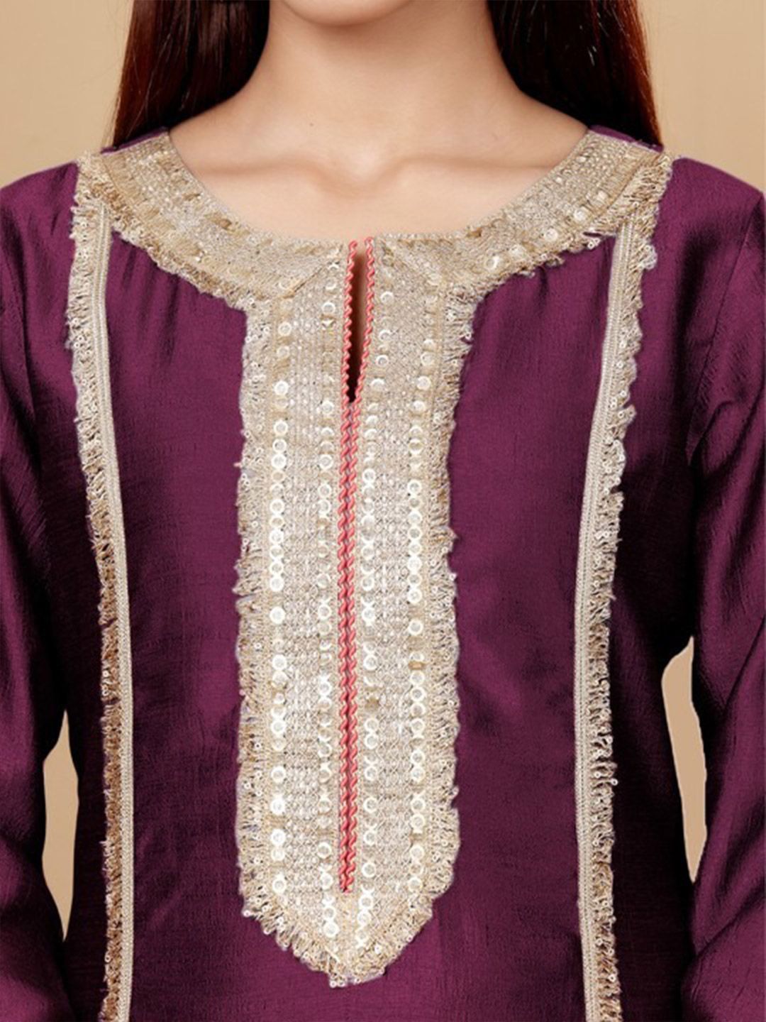 Dhiyona VA Women'sYoke Design Regular Sequinned Kurta with Trousers & With Dupatta