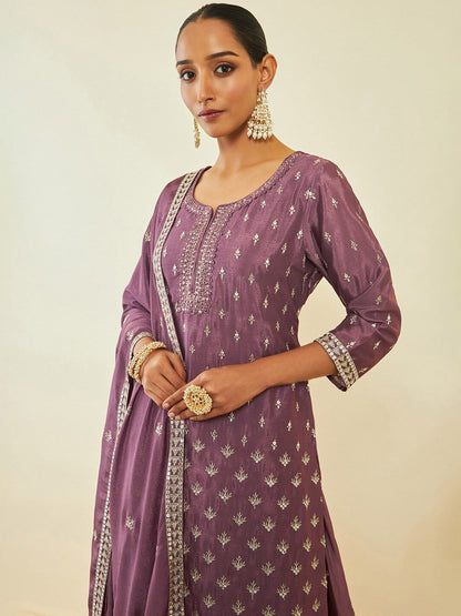 Dhiyona SO Women's Ethnic Motifs Embroidered Sequinned Kurta with Palazzos & Dupatta