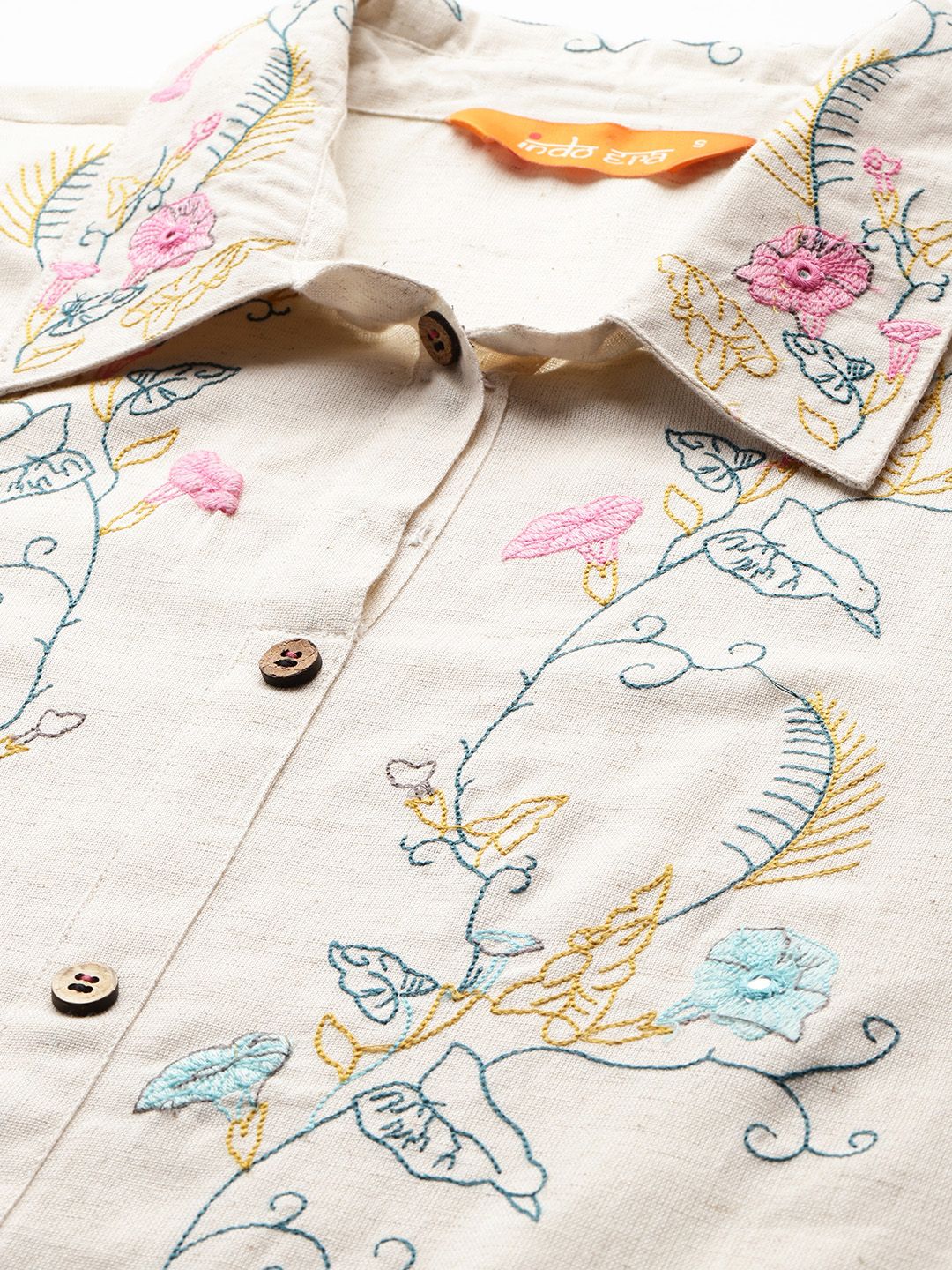 Dhiyona IE Floral Embroidered Thread Work Kurti with Trousers