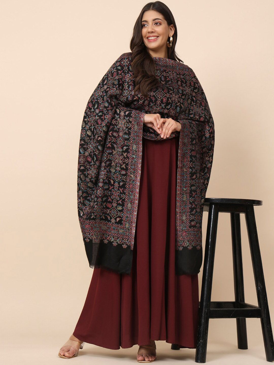 Dhiyona PA Ethnic Motifs Woven Design Modal Shawl