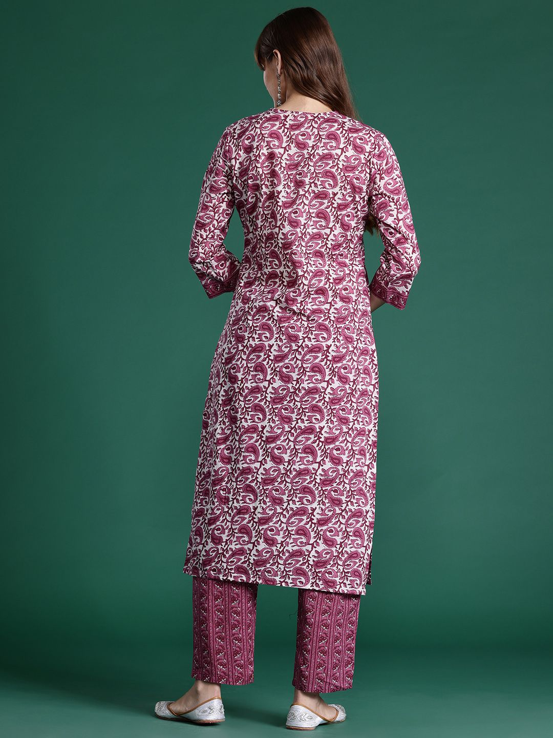 Dhiyona IE Paisley Printed Pure Cotton Kurta with Trousers