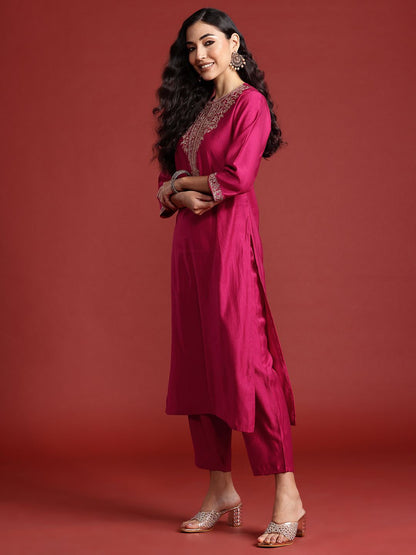 Women Ethnic Motifs Embroidered Regular Sequinned Liva Kurta with Trousers & With Dupatta