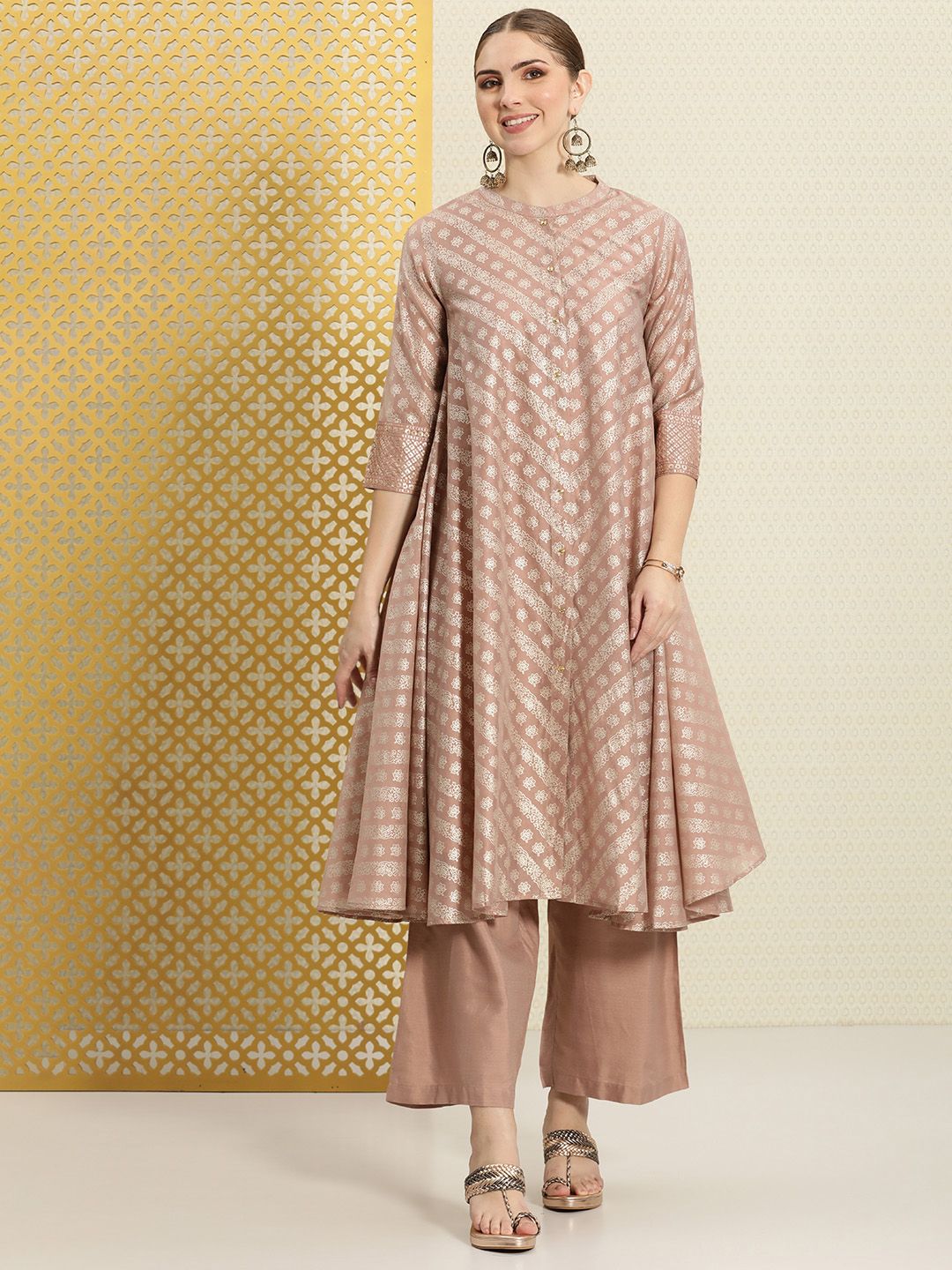 Dhiyona PD Women Women Jashn Ethnic Motifs Printed Sequinned A-Line Kurta with Palazzos