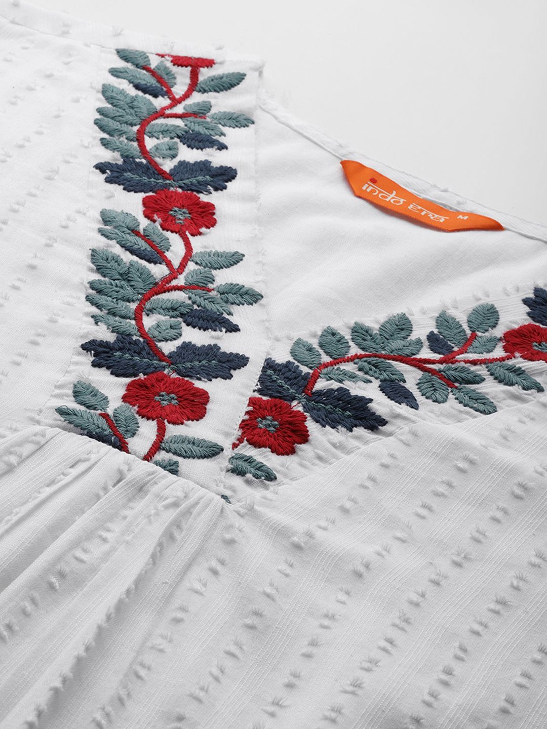 Self Design Thread Work Pure Cotton Kurta with Trousers