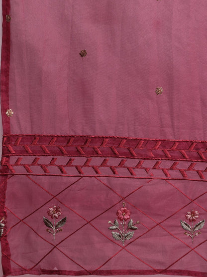 Dhiyona IE Ethnic Motifs Embroidered Thread Work Kurta With Trousers & Dupatta