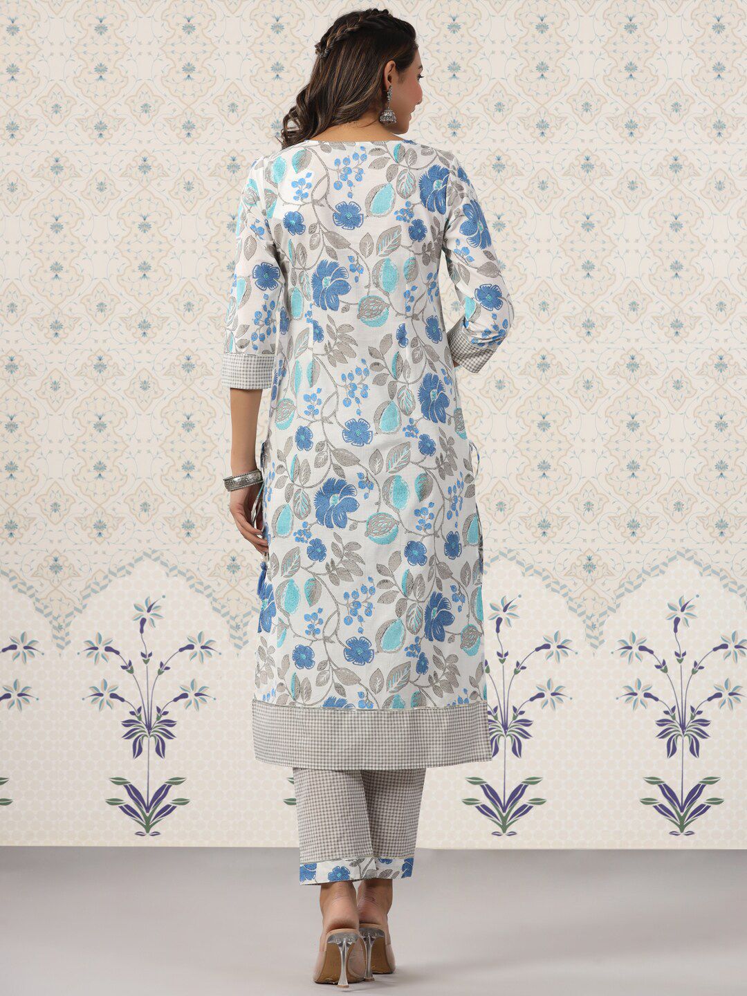 Dhiyona OD  Ethnic Motifs Printed Gotta Patti Pure Cotton Kurta with Trousers