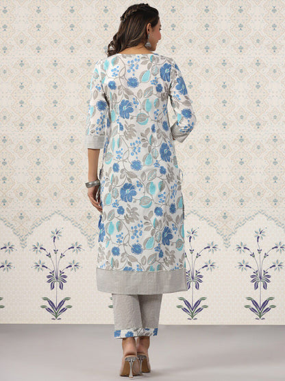 Dhiyona OD  Ethnic Motifs Printed Gotta Patti Pure Cotton Kurta with Trousers