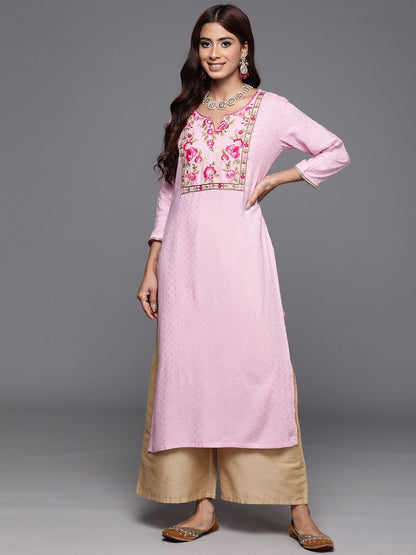 Dhiyona IE Women Floral Embroidered Thread Work Dobby Kurta