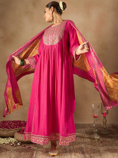 Women Ethnic Motifs Embroidered Empire Kurta with Trousers & Dupatta