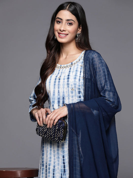 Dhiyona VA Women's Dyed Pure Cotton Kurta With Palazzos & With Dupatta