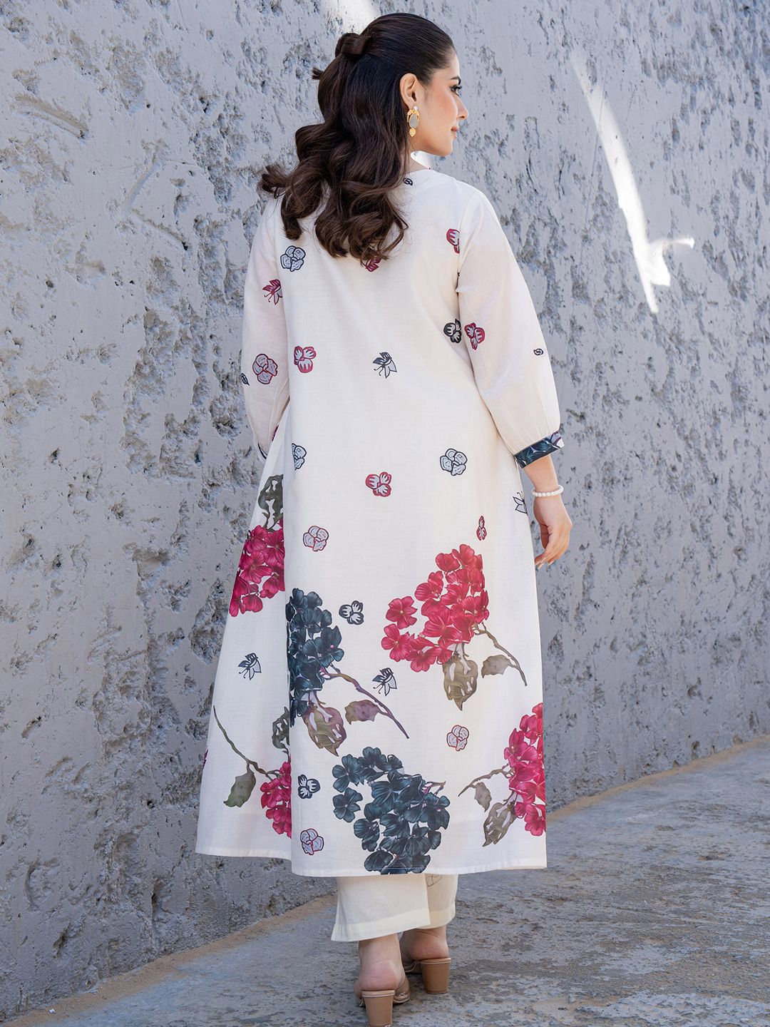 Dhiyona IE Floral Printed Pure Cotton Tunic With Trousers Co-Ords