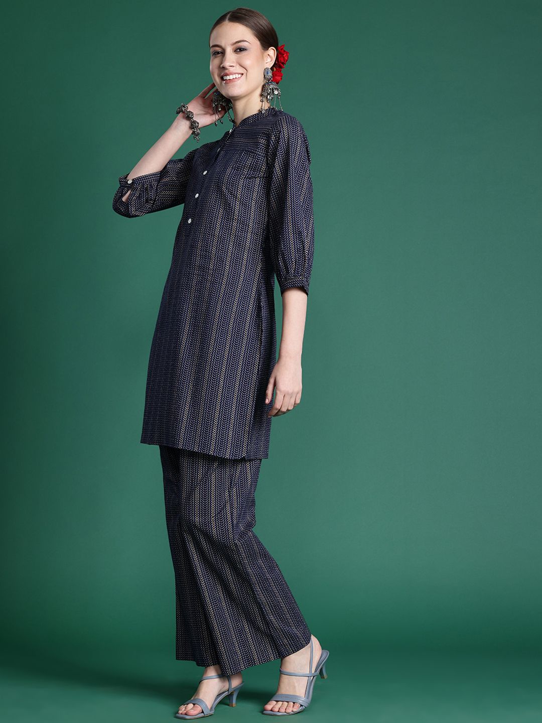 Dhiyona IE Printed Regular Pure Cotton Kurta with Palazzos