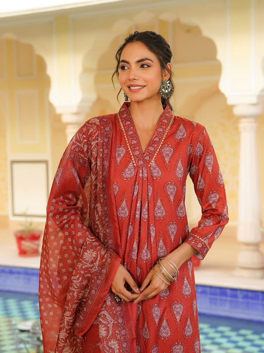 Dhiyona KL Women Floral Printed Regular Kurta with Trousers & With Dupatta