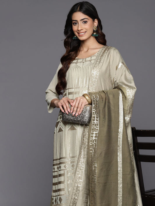 Dhiyona VA Women'sEmbroidered Regular Sequinned Kurta With Palazzos & Dupatta