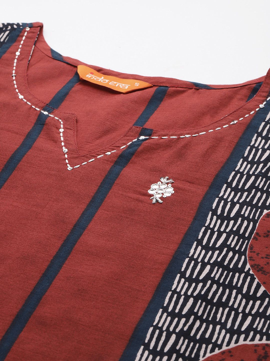 Dhiyona IE Geometric Printed Pure Cotton Kurta with Trousers & Dupatta