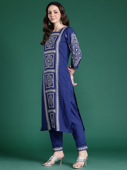 Floral Printed Regular Kurta with Trousers