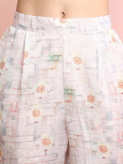 Dhiyona IE Printed & Embroidered Shirt With Trousers Co-Ords