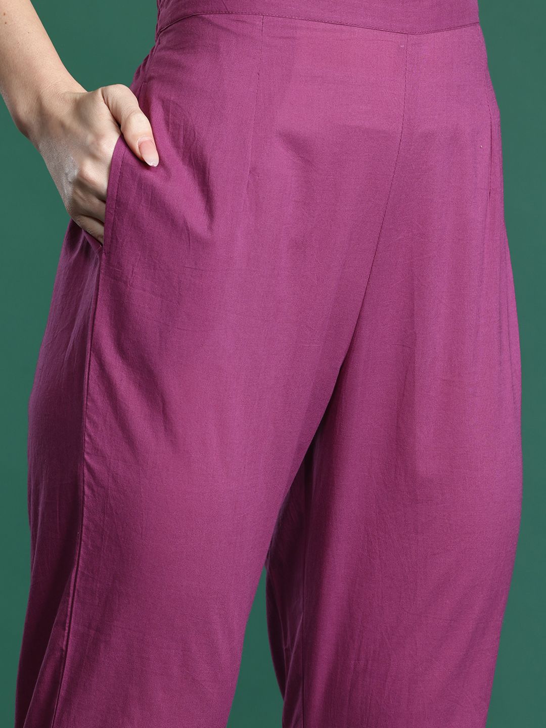 Floral Printed Sequinned Pure Cotton Kurta with Trousers & With Dupatta