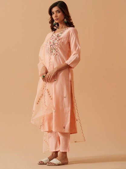 Dhiyona PD Women Ethnic Motifs Embroidered Kurta With Trousers & Dupatta