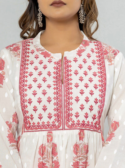 Dhiyona IE Ethnic Motifs Printed Empire Pure Cotton Kurta with Palazzos & Dupatta