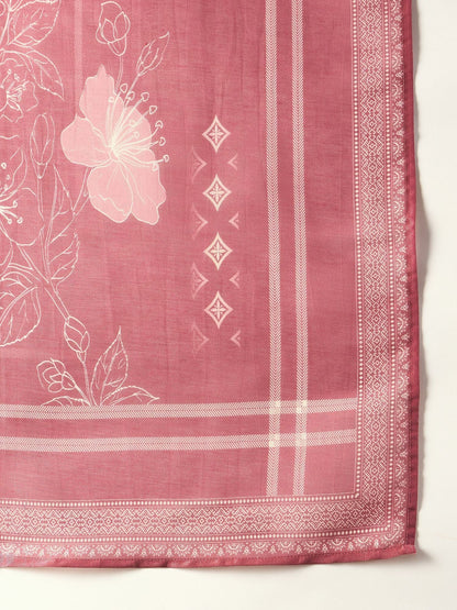 Dhiyona IE Floral Printed Sequinned Straight Kurta With Trousers And Dupatta