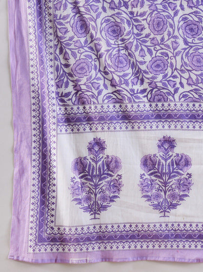 V-Neck Floral Printed Panelled Pure Cotton Kurta Set