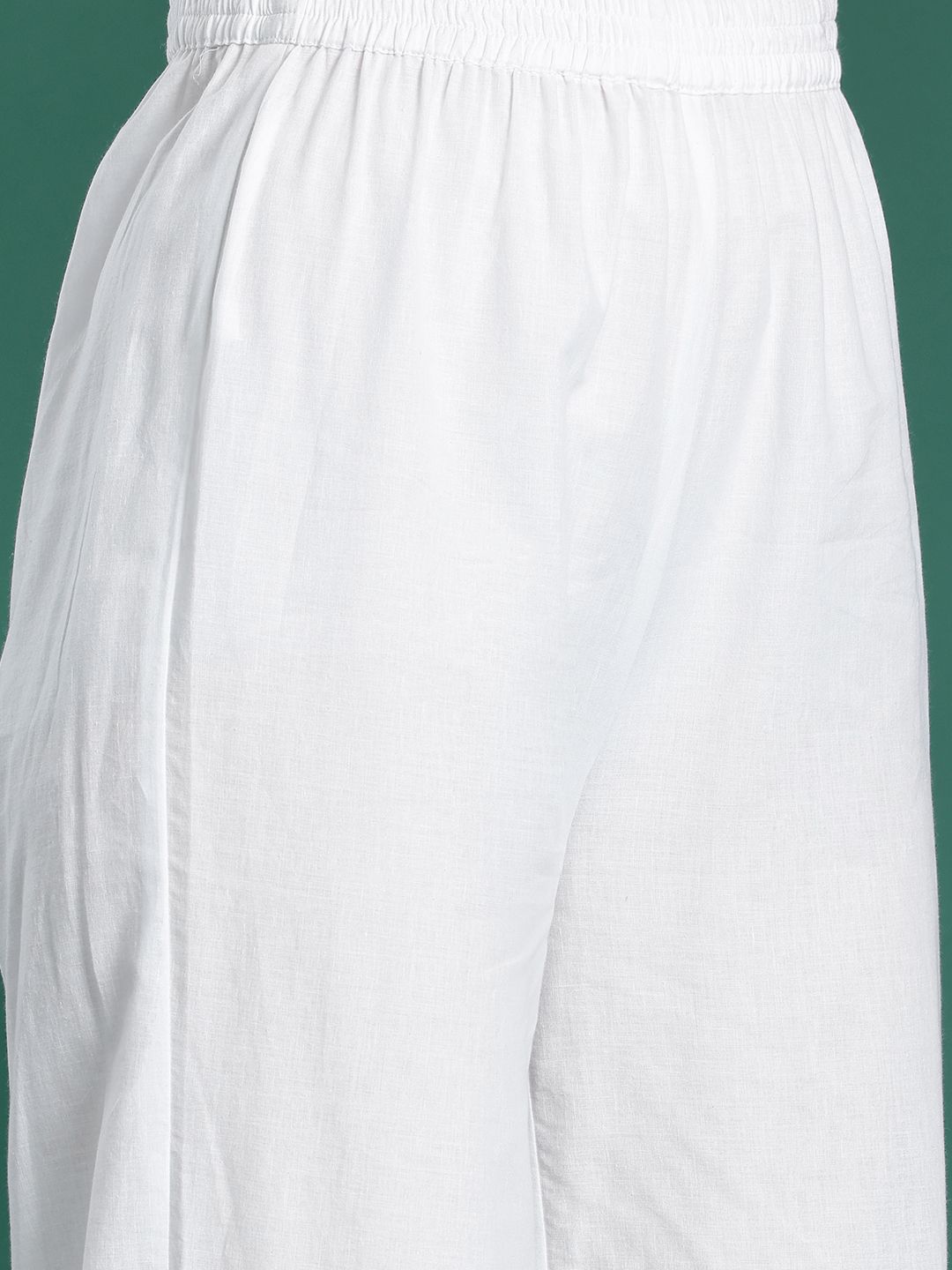 Floral Printed Pleated Mirror Work Pure Cotton Kurta with Palazzos