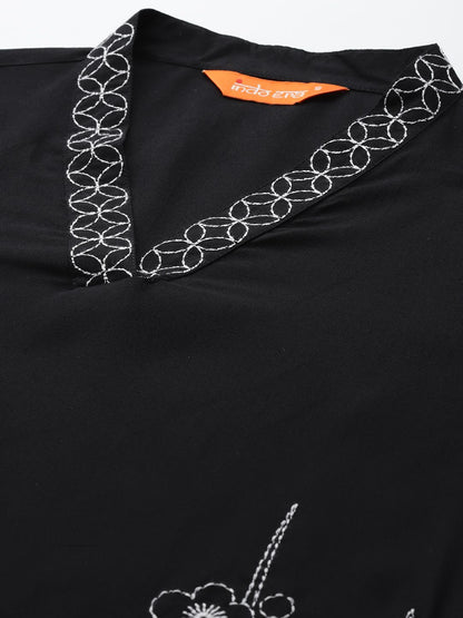 Floral Embroidered Regular Kurta with Trousers