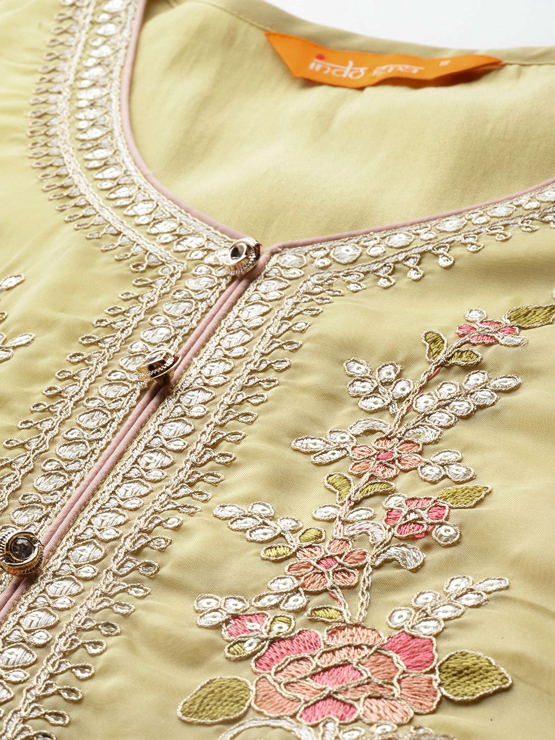 Ethnic Motifs Embroidered Panelled Sequinned Kurta With Trousers & Dupatta