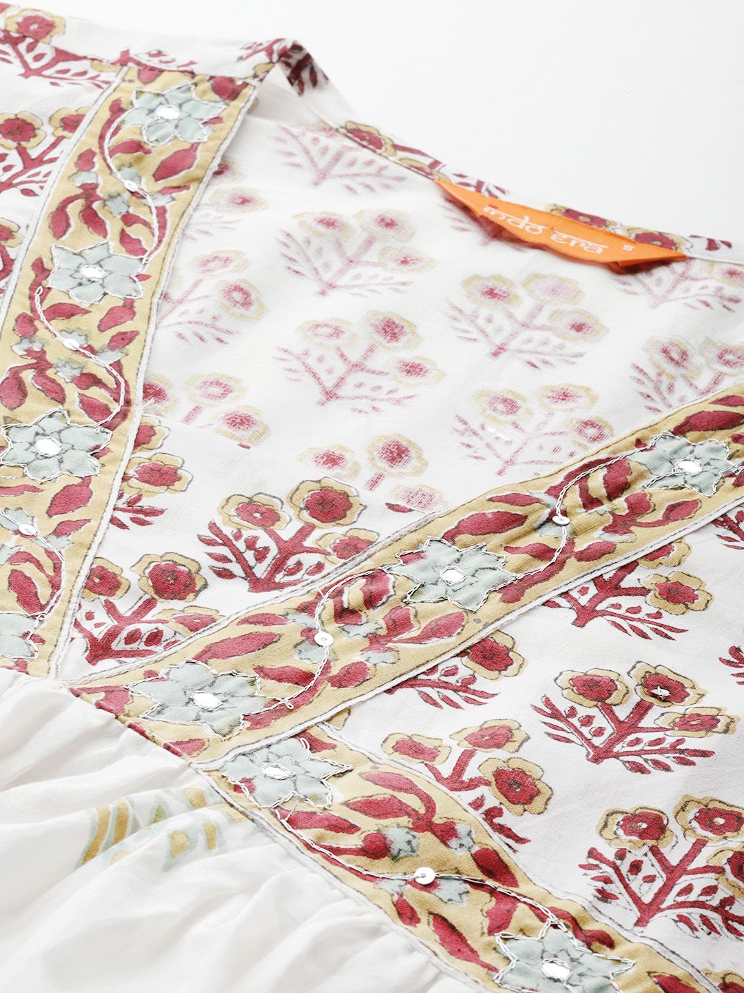 Floral Printed Empire Pure Cotton Kurta with Trousers & With Dupatta