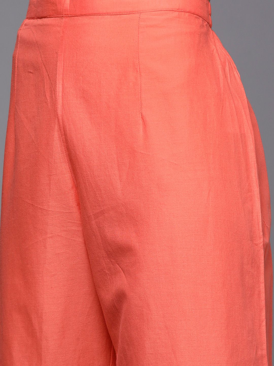 Women Coral Red Ethnic Motifs Printed Kurta with Trousers & With Dupatta