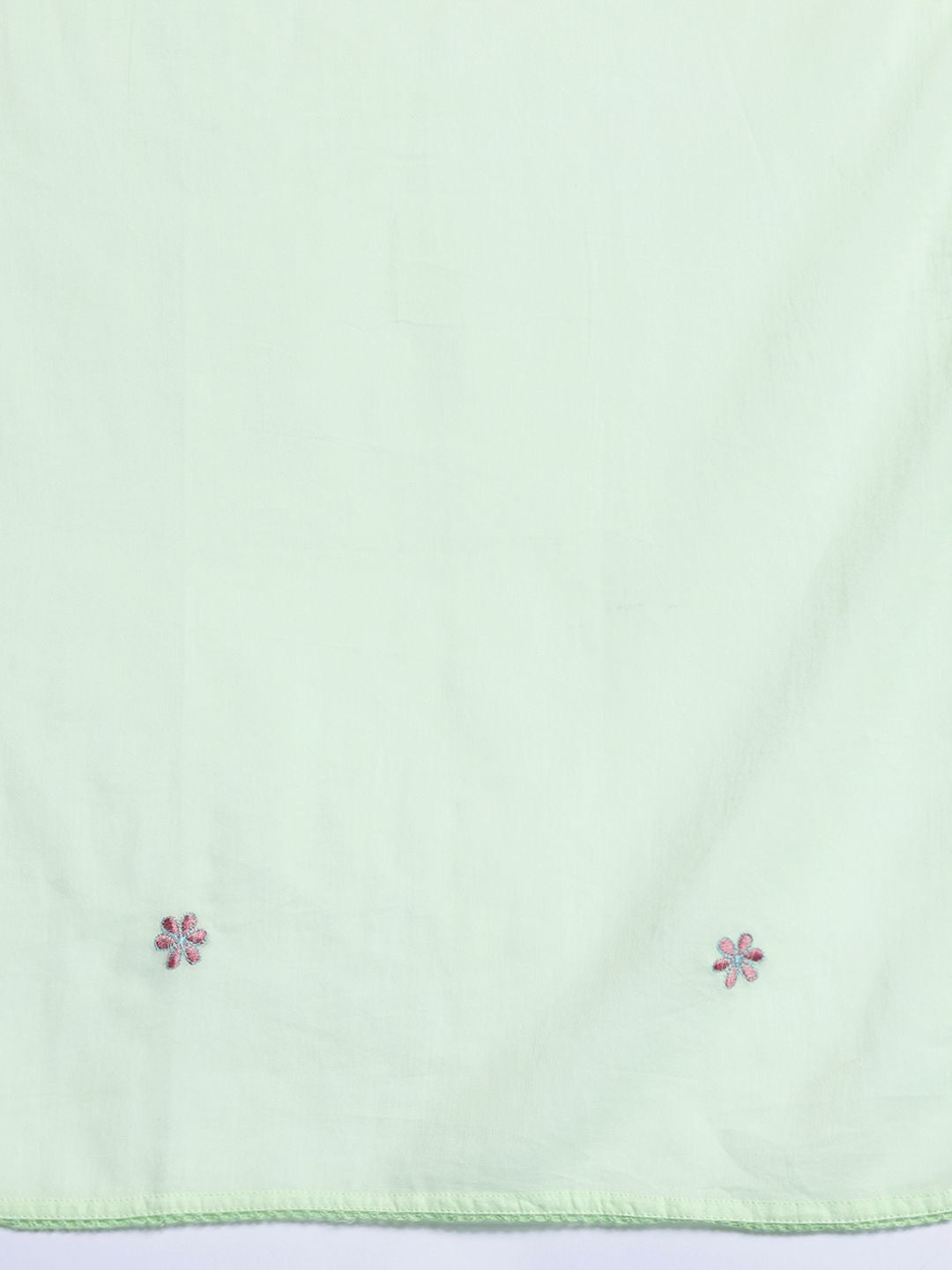 Dhiyona IE Floral Embroidered Pleated Thread Work Pure Cotton Kurta with Trousers & Dupatta