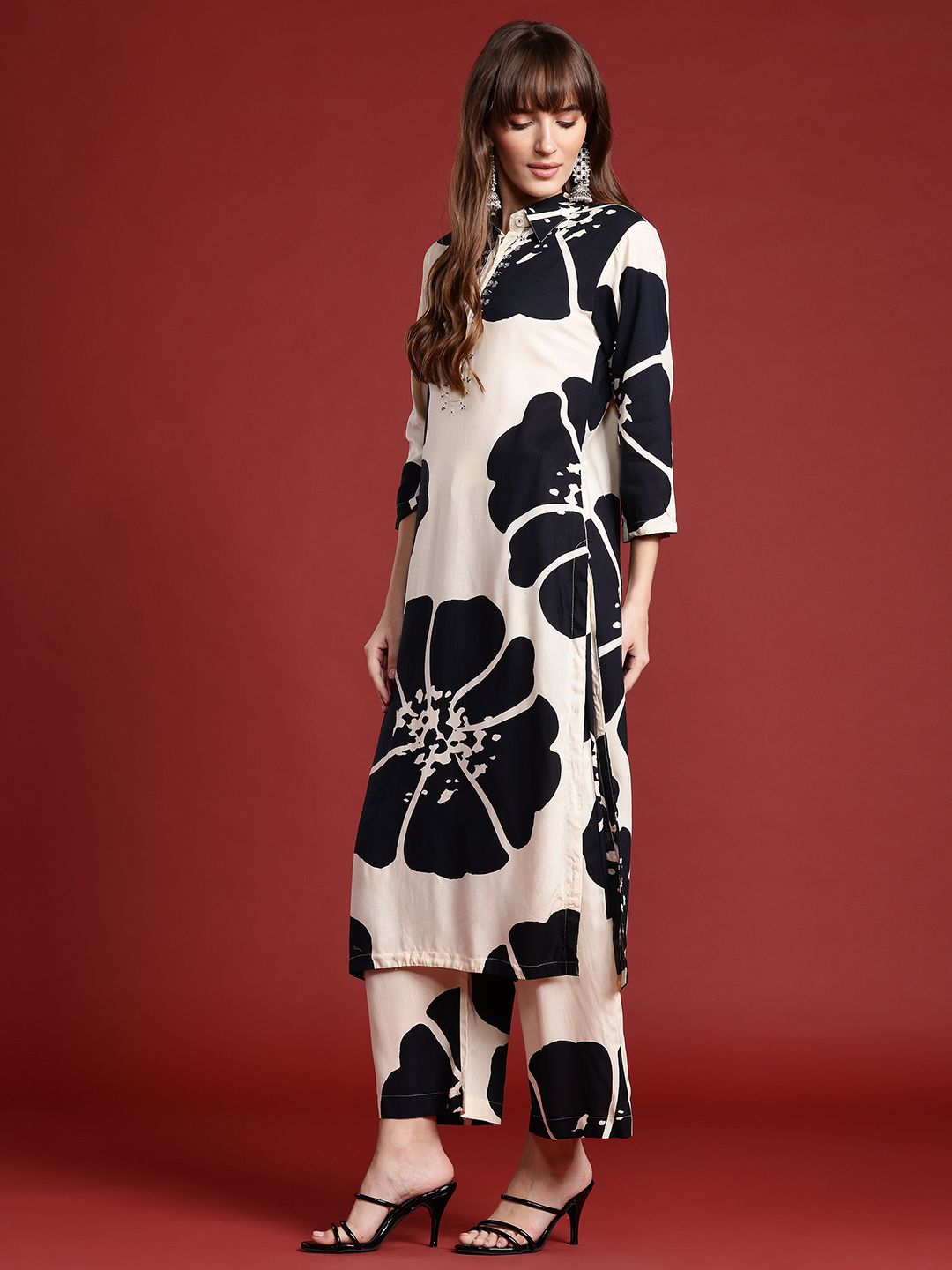 Floral Printed Sequinned Kurta with Palazzos