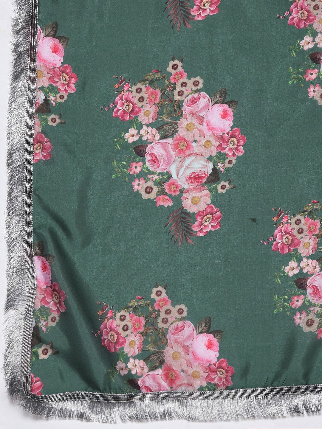 Dhiyona VA Women's Green Floral Yoke Design Chanderi Silk Kurta with Trousers & With Dupatta
