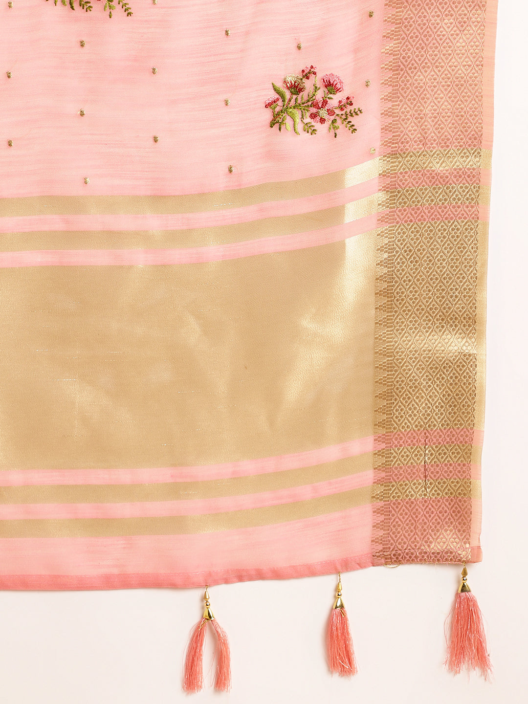 Dhiyona GR Women's Kashmira Pink Cotton Silk Saree