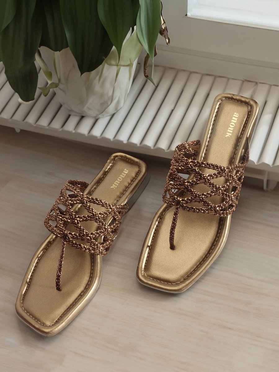 Dhiyona AK Textured Open Toe Flats