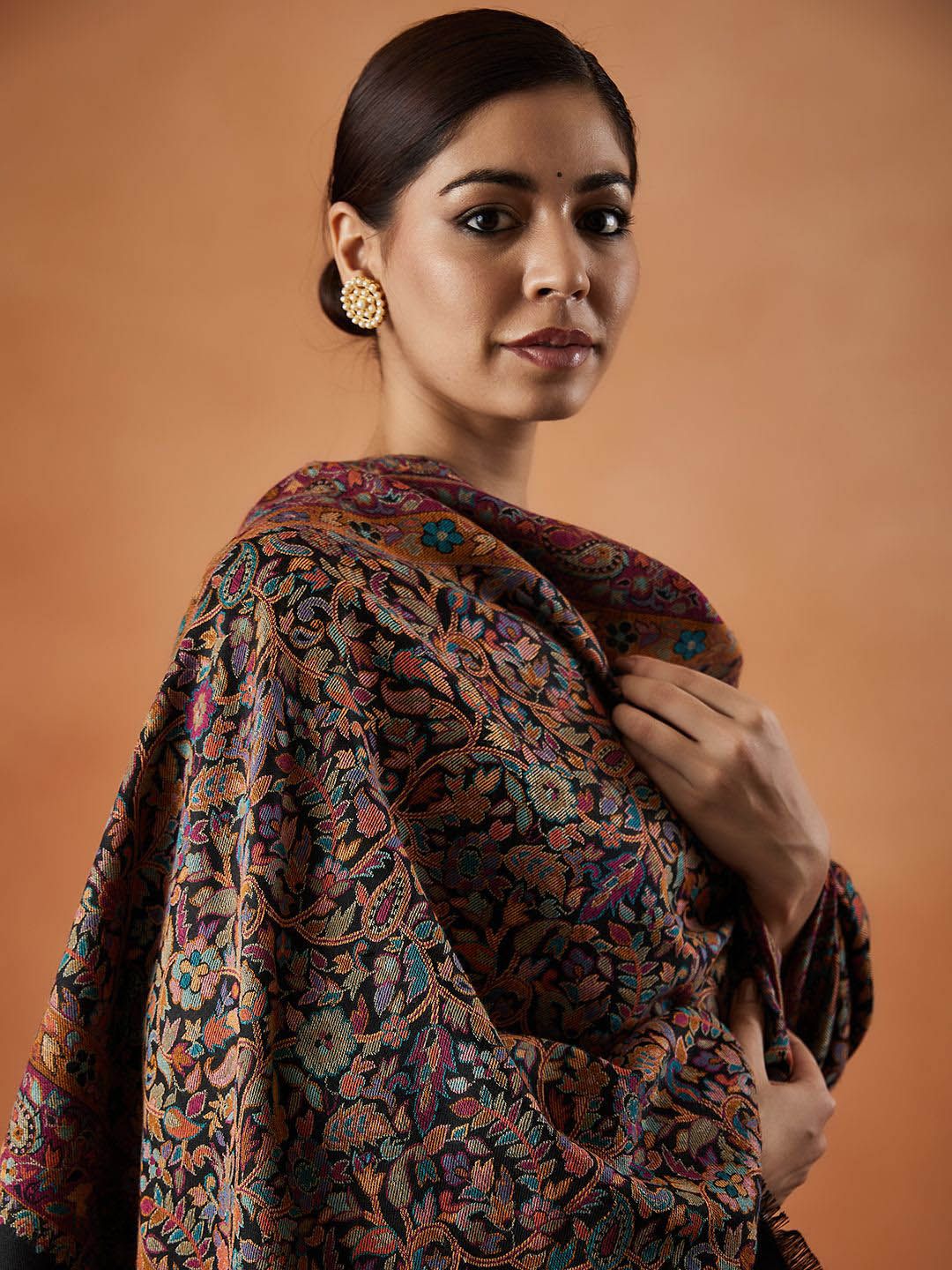 Dhiyona PA Floral Woven Design Fringed Shawl