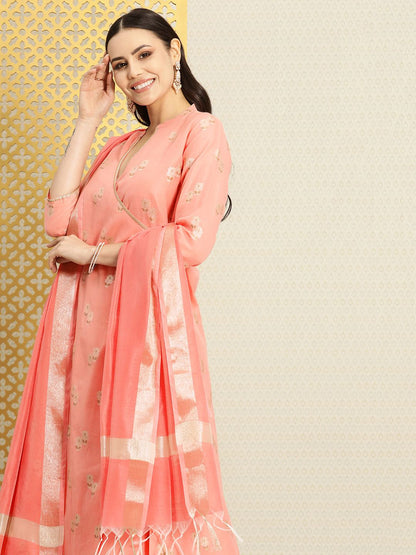 Dhiyona PD Women Ethnic Motifs Angrakha Jashn Kurta with Skirt & Dupatta