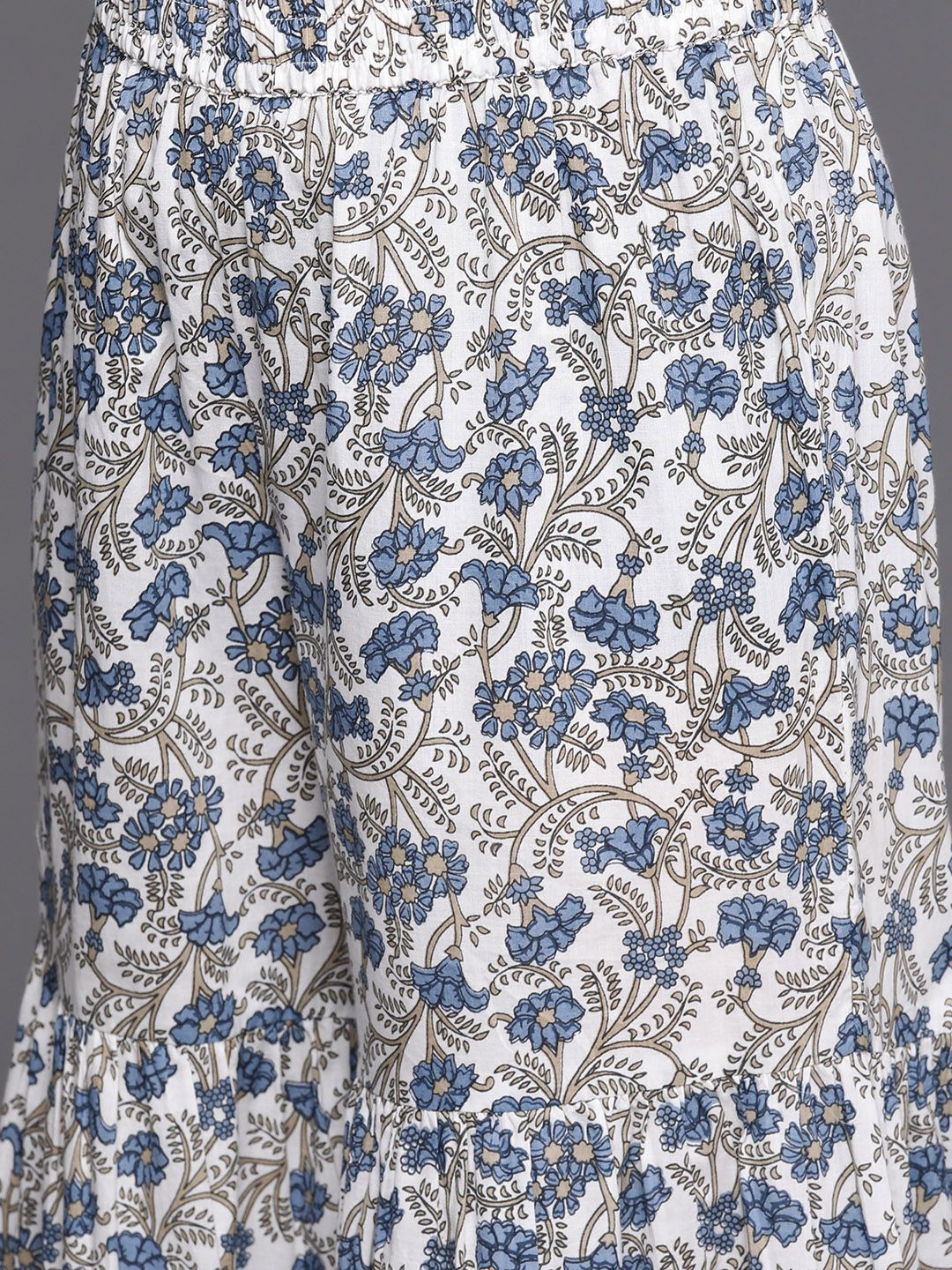 Dhiyona VA Women's White Ethnic Motifs Printed Pure Cotton Kurta with Trousers & With Dupatta